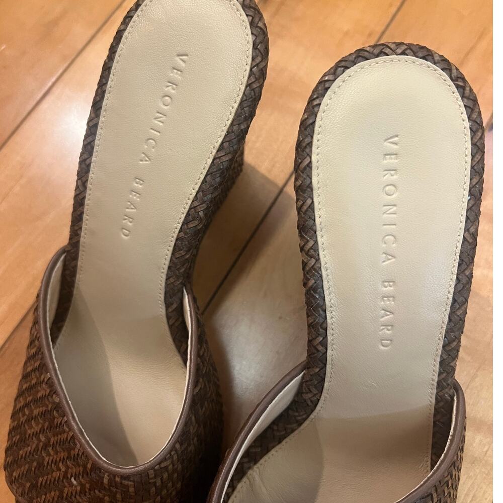 Veronica Beard Dali Brown Raffia Wedges Sandals Size Size 9.5 - Picture 5 of 8